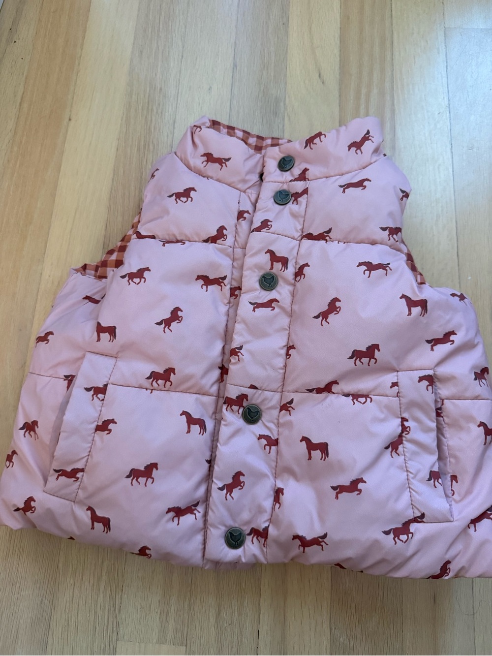 Pink Chicken Mini Horse Reversable Puffer Vest